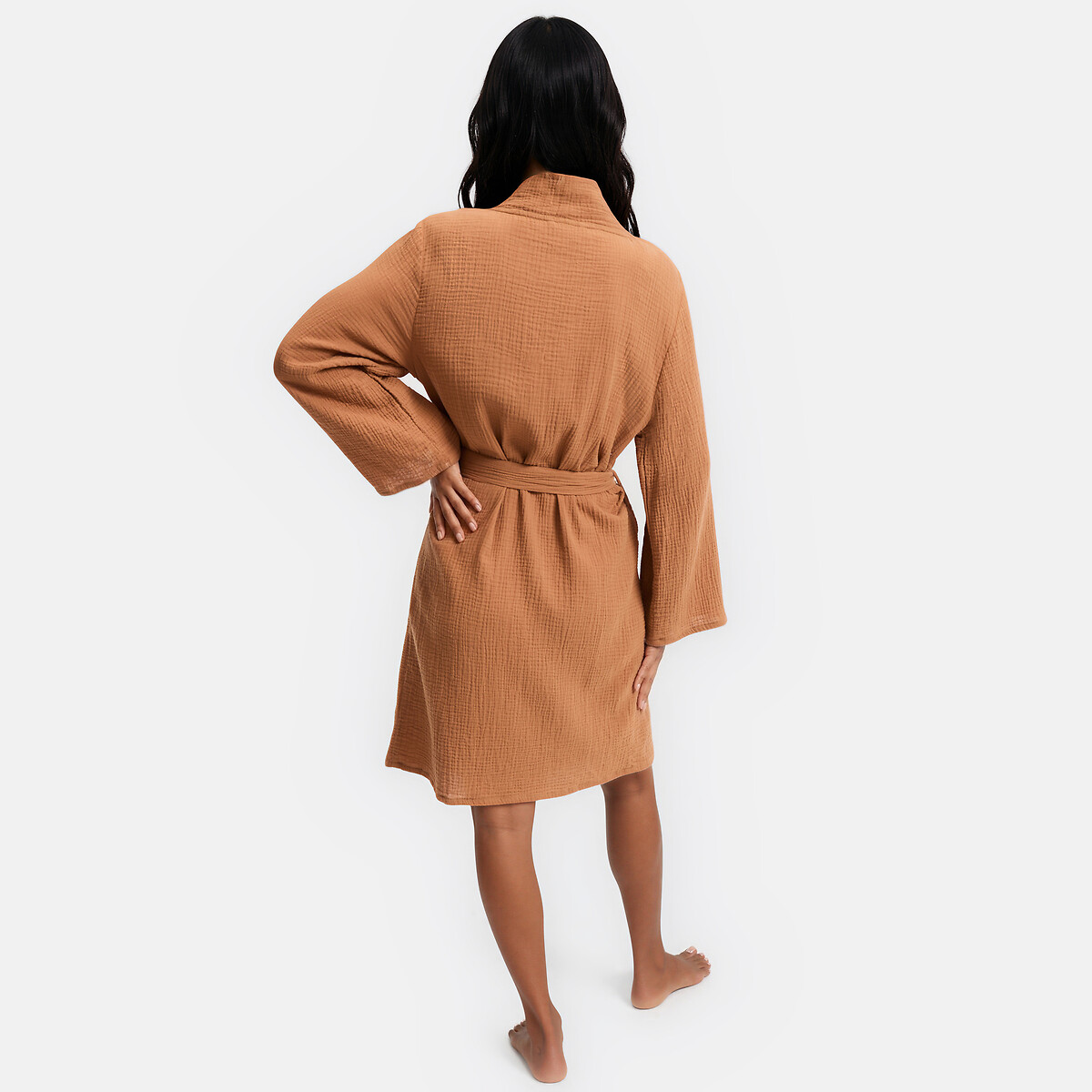 Signatures Margot Kimono Bathrobe in Cotton Muslin caramel , LA REDOUTE COLLECTIONS