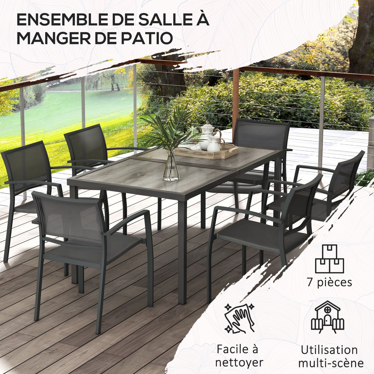 Ensemble de salon de jardin Acier Gris foncé gris, OUTSUNNY