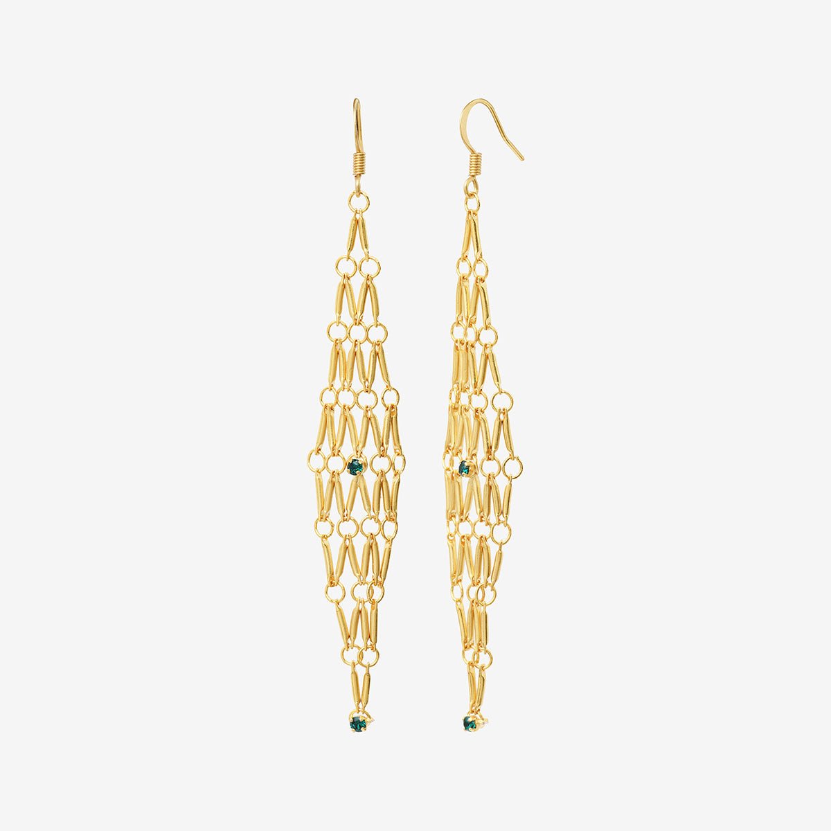 Boucles d'oreilles dorées émeraude grand modele - barbara cristal vert, CAROLINE NAJMAN
