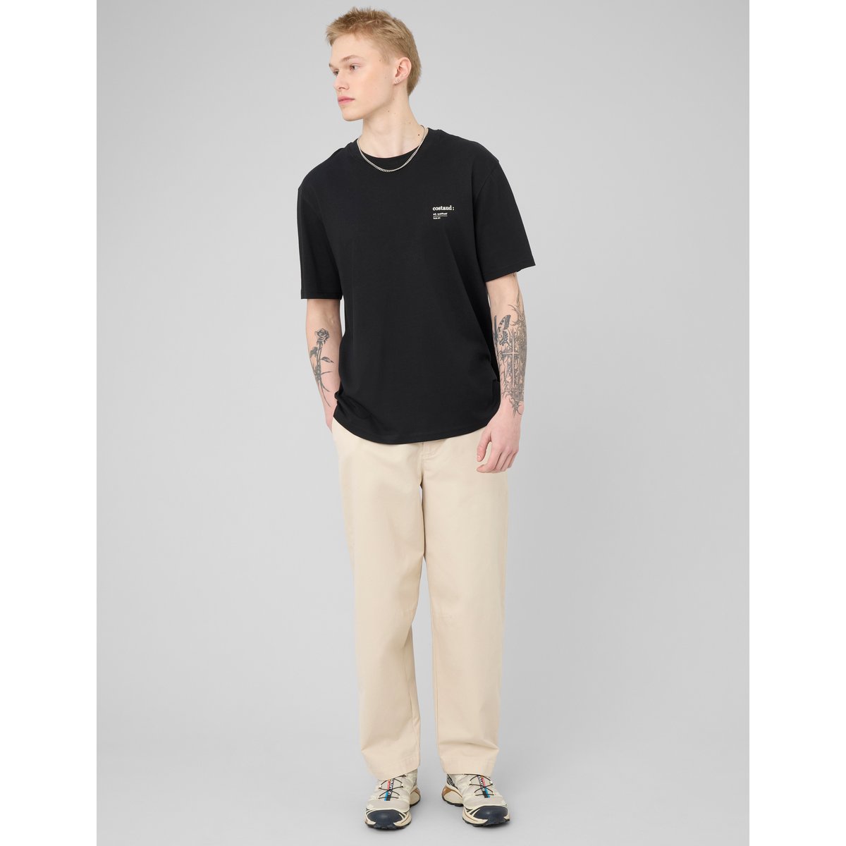 Pantalon en twill ample blanc cassé, BZB