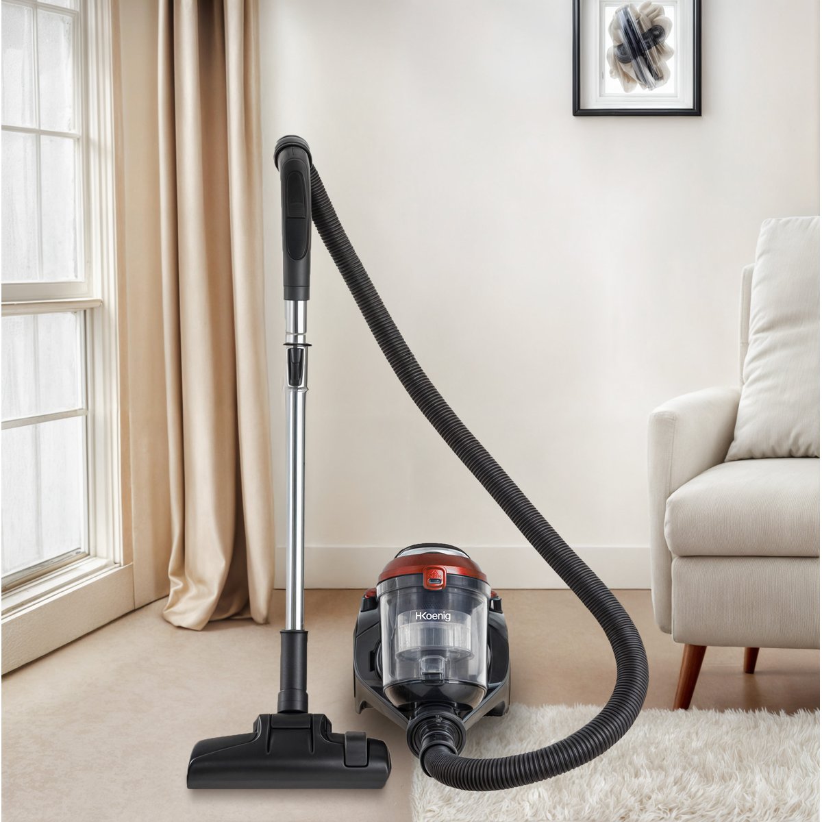 Aspirateur traineau sans sac cyclonique - STC48 rouge, H.KOENIG