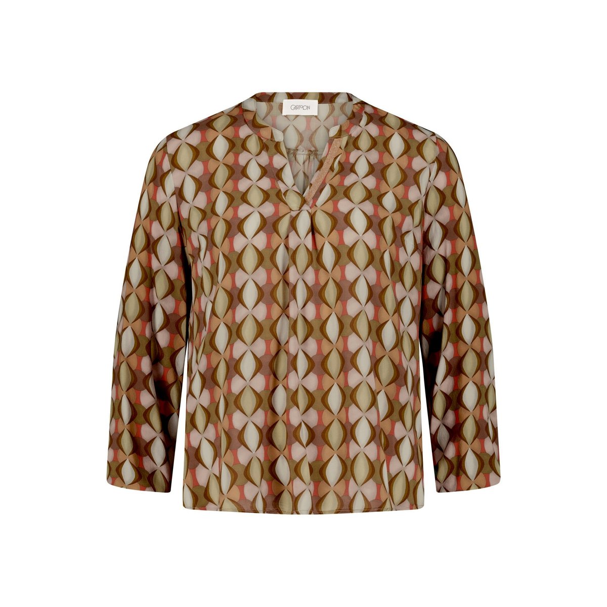 T-shirt façon blouse à motifs green/taupe, CARTOON