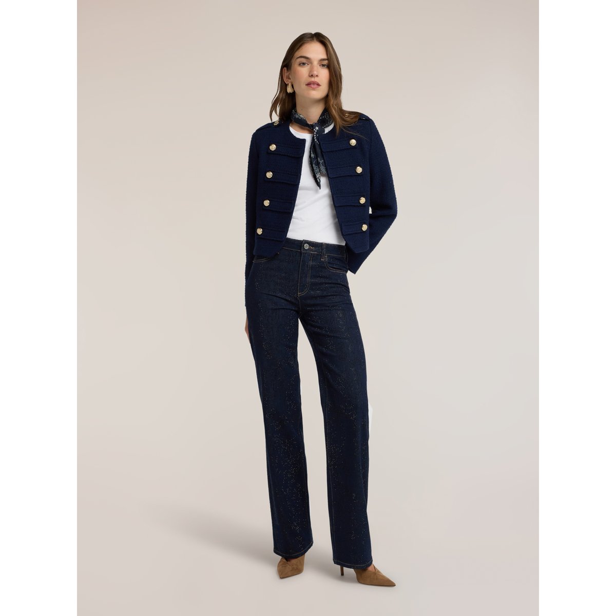 Jean palazzo avec strass all over bleu, MOTIVI