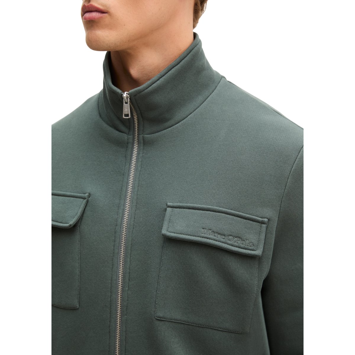 Veste en molleton coupe classique en pur coton biologique gris, MARC O'POLO