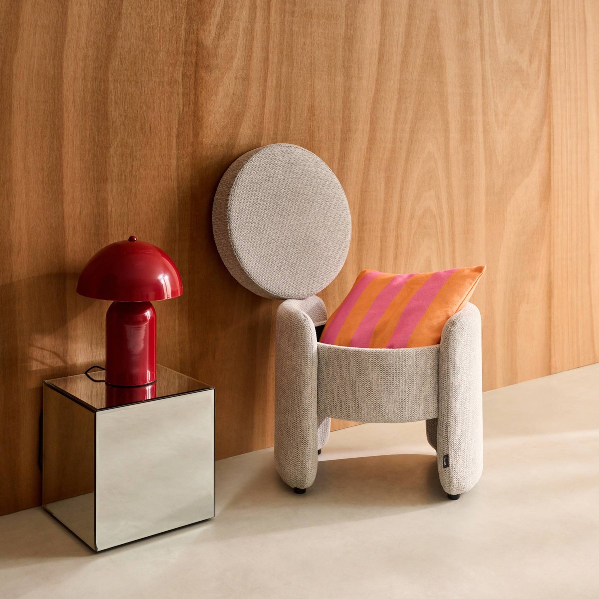 Tabouret coffre contemporain tissu KALO blanc, SWEEEK