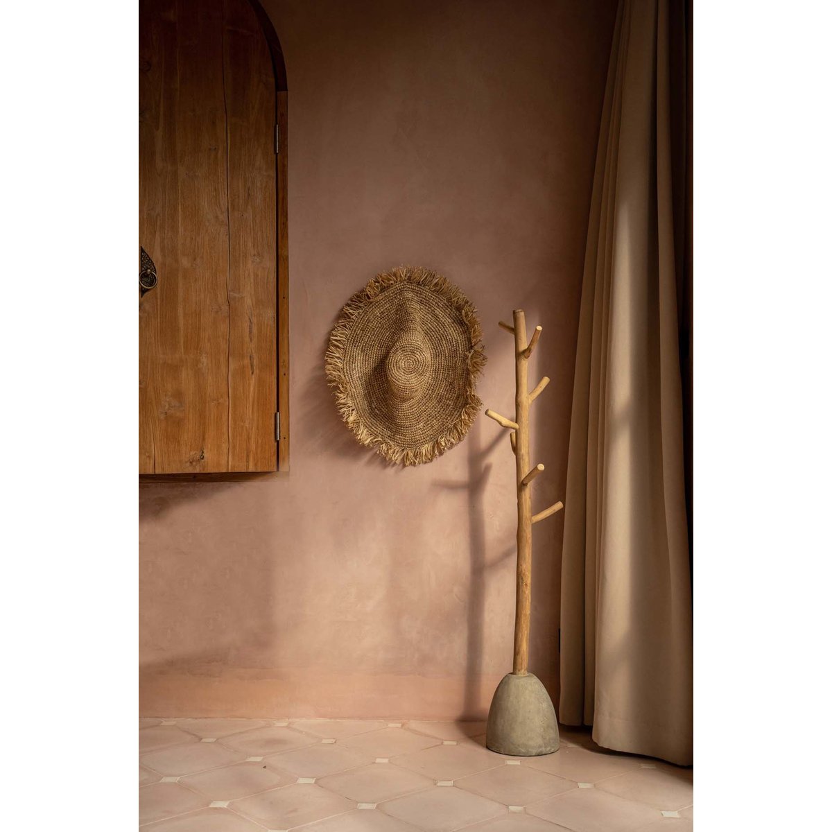 Porte-manteau en bois de teck CONCRETE beige, BAZAR BIZAR
