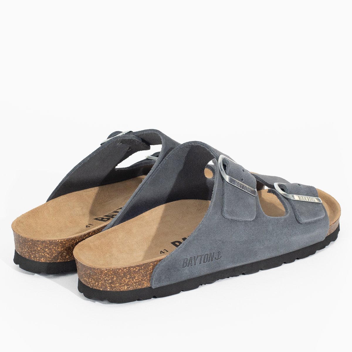 Sandales en cuir suédé ATLAS gris, BAYTON