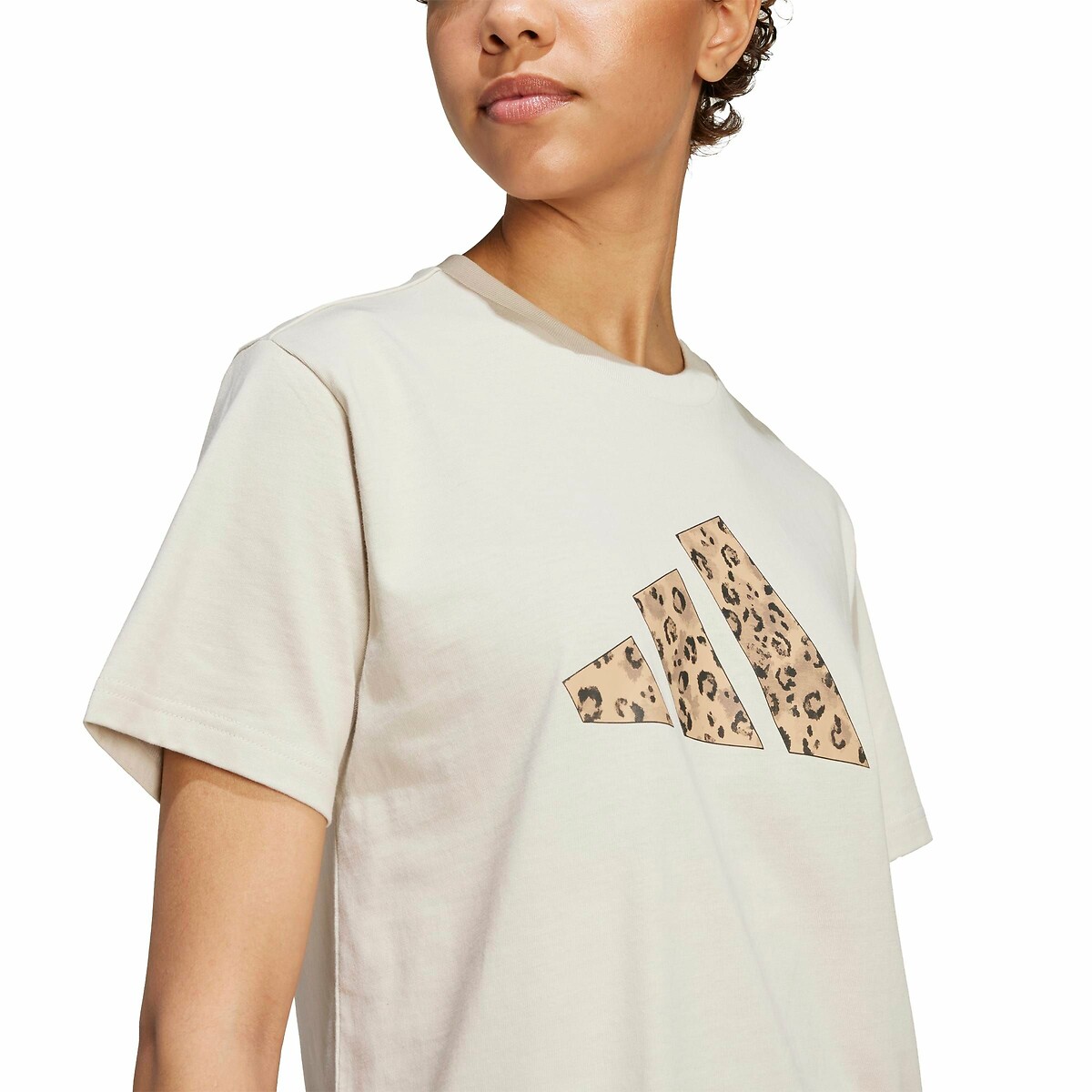 T-Shirt with Large Leopard Print Logo grey, ADIDAS SPORTSWEAR