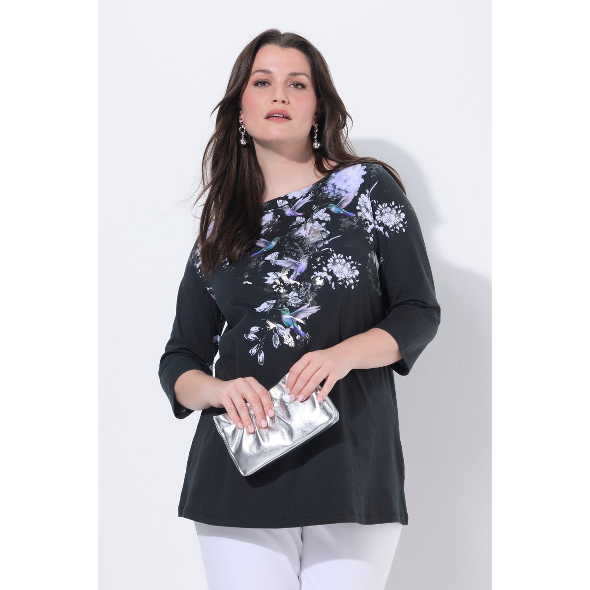 T-shirt en coton Pima noir, ULLA POPKEN