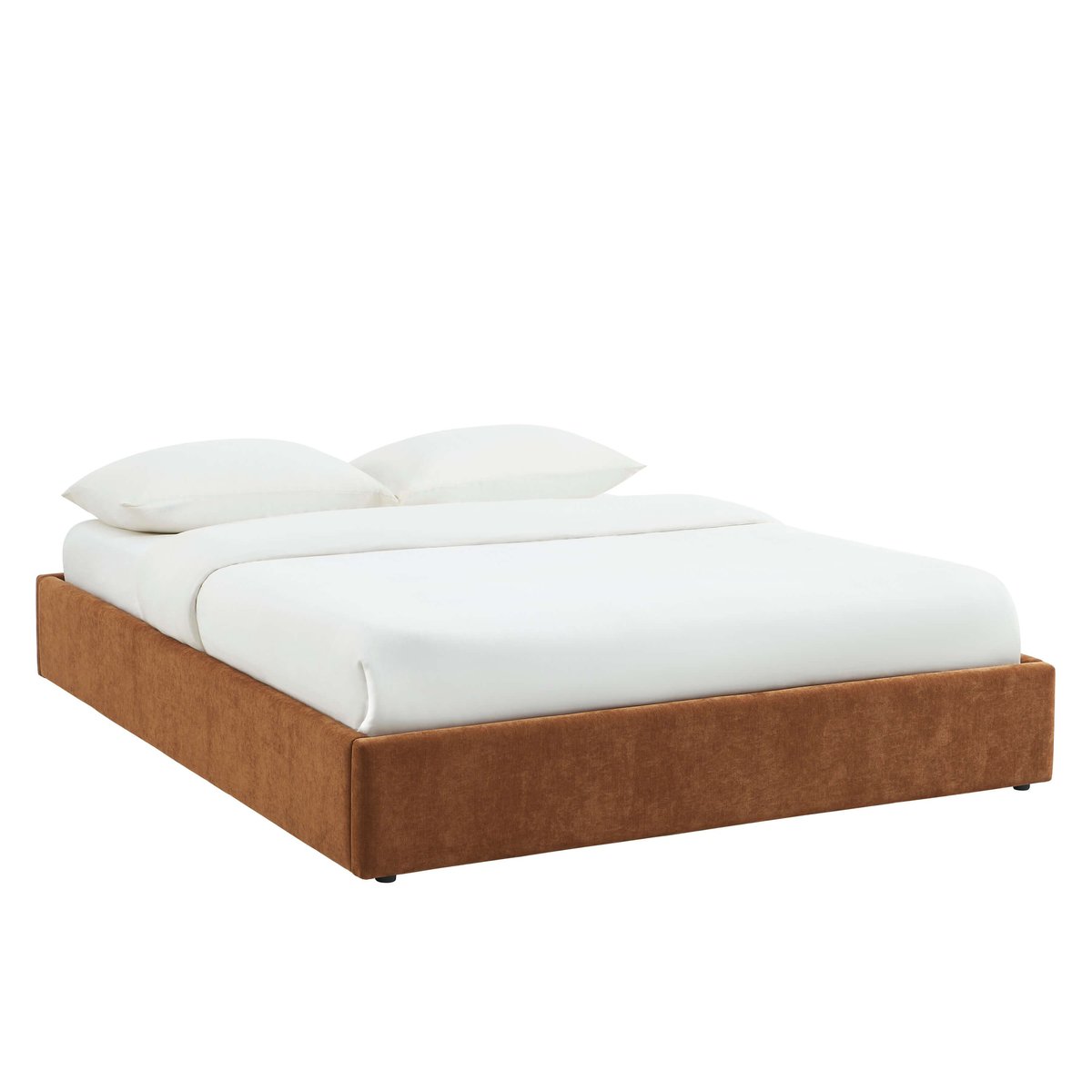 Lit coffre tissu avec sommier IVY marron, BAÏTA