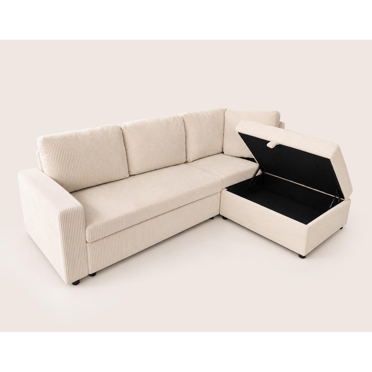 Canapé d'Angle Convertible en Velours côtelé 5 places - MEIYA beige, BEST MOBILIER