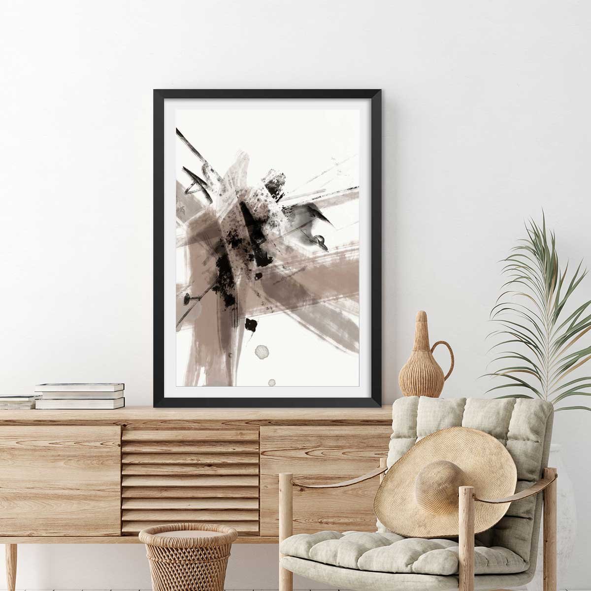 Affiche Etoile sauvage affiche + cadre en bois - noir, HEXOA