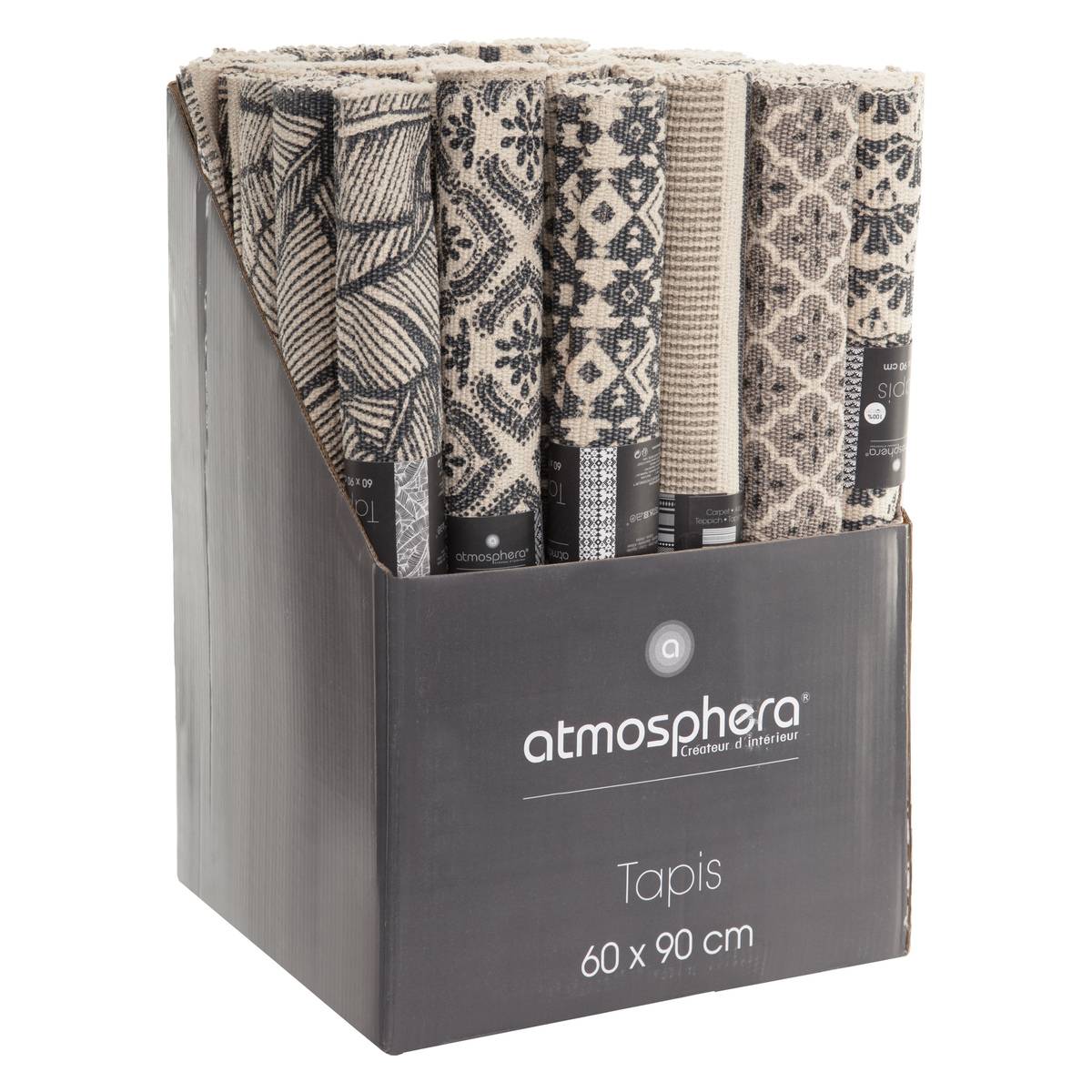 Tapis imprimé ALBAN noir, ATMOSPHERA