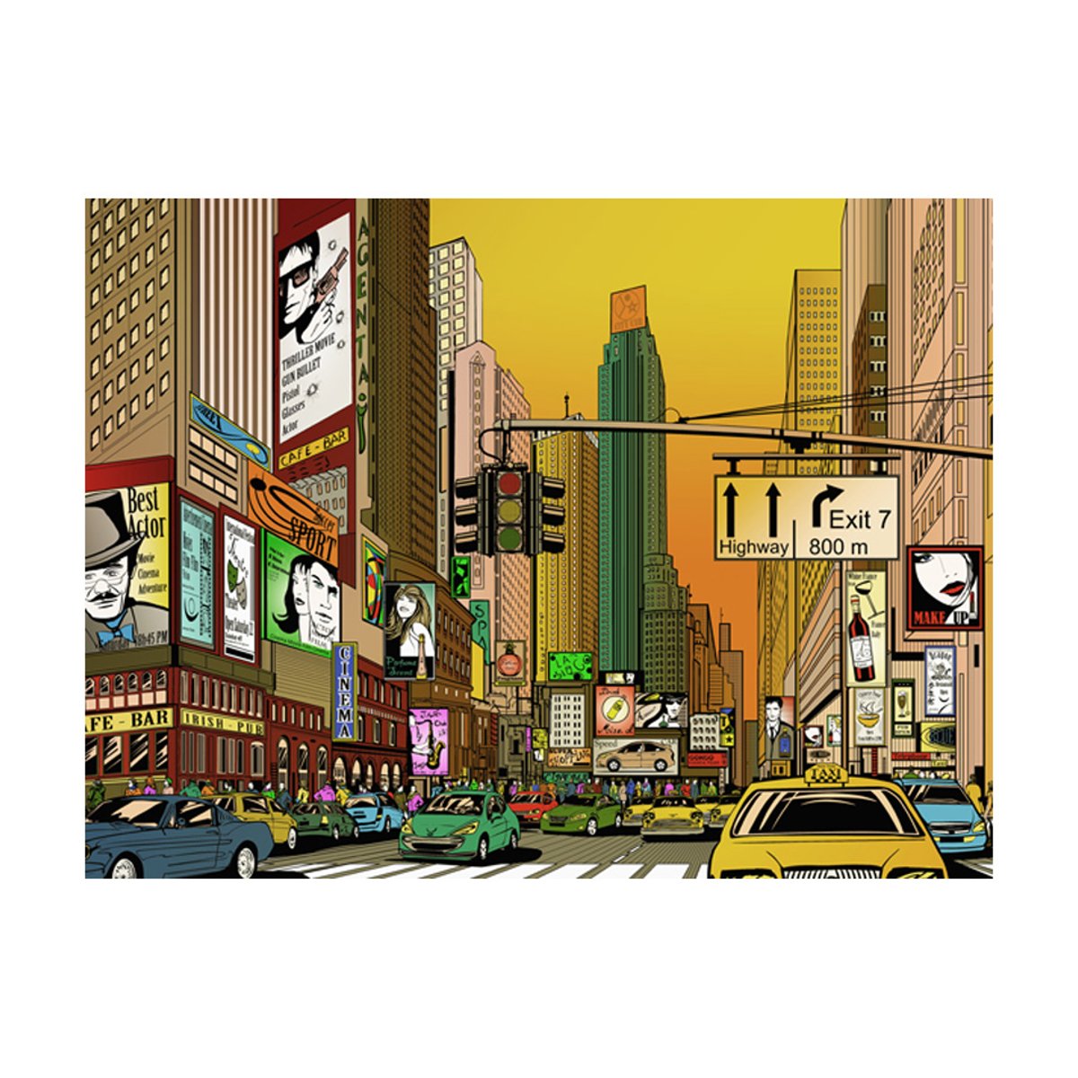 Papier peint intissé panoramique Ville et Architecture Ville animée - NY multicouleur, EDEN