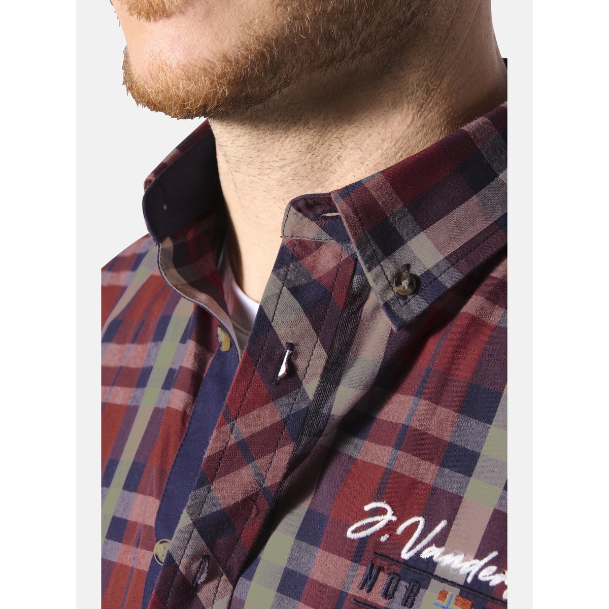 Chemise NANTWIN rouge foncé à carreaux, JAN VANDERSTORM