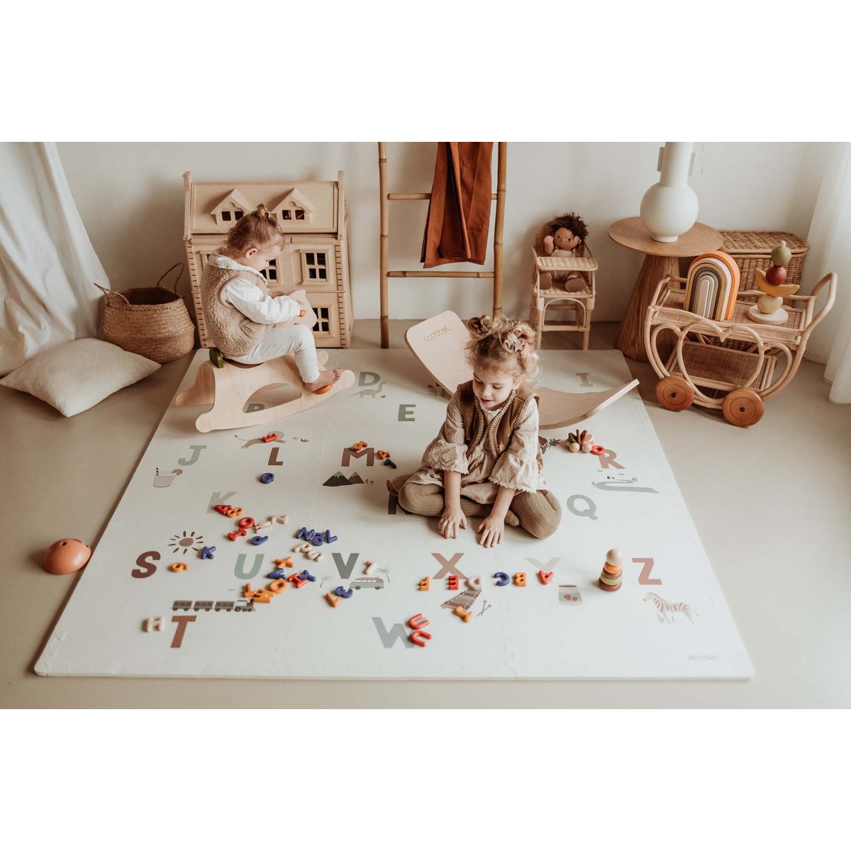 play&go - tapis puzzel, boîte de rangement & mini maison - alphabeth multicolor, PLAY ET GO
