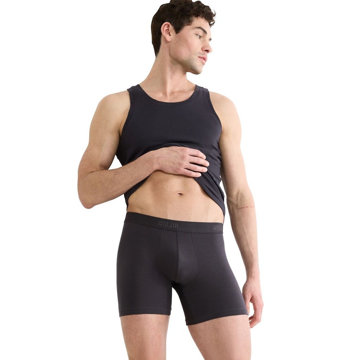Lot de 2 boxers unis longs bleu marine + gris, SLOGGI