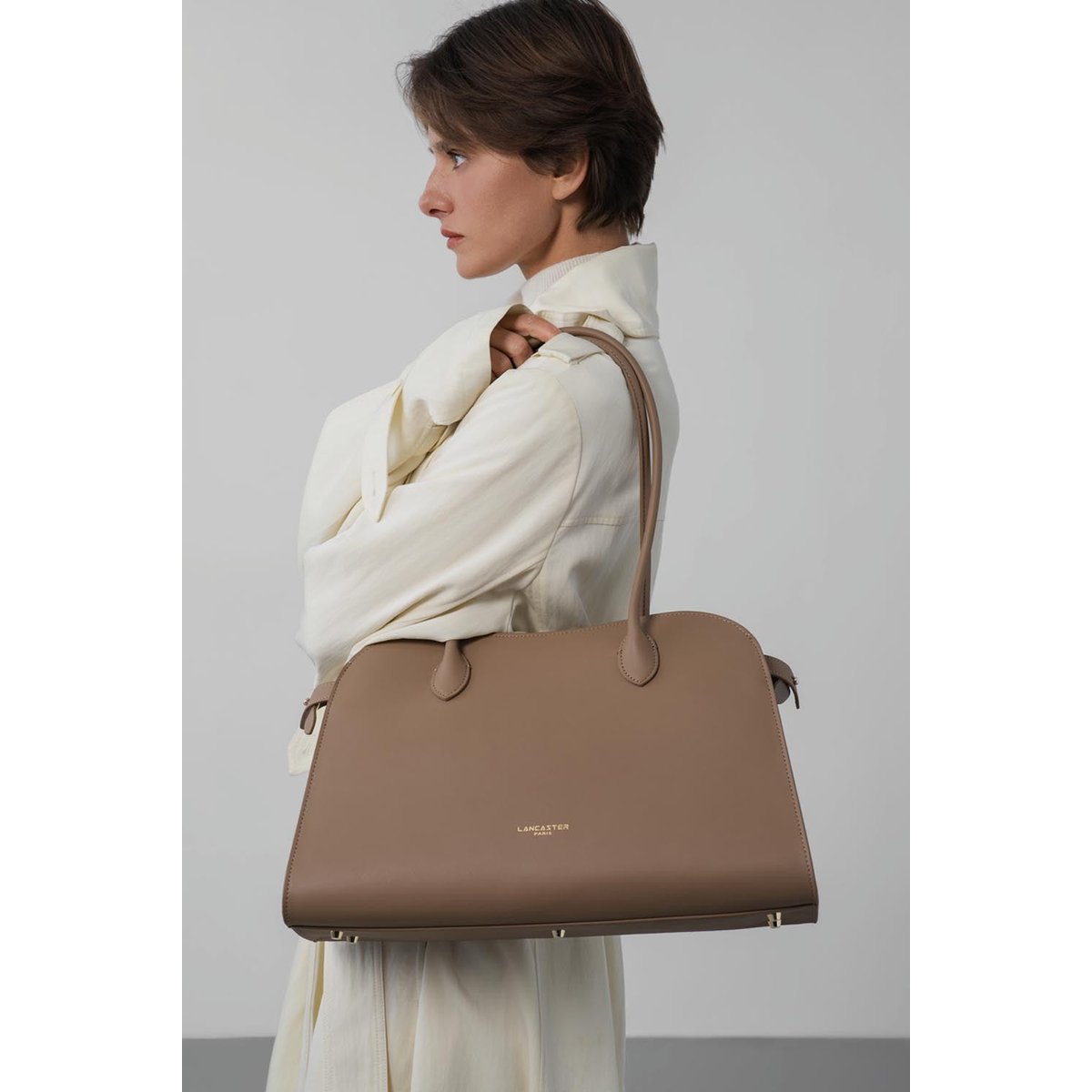 Grand sac cabas épaule DONNA HOPPER praline, LANCASTER