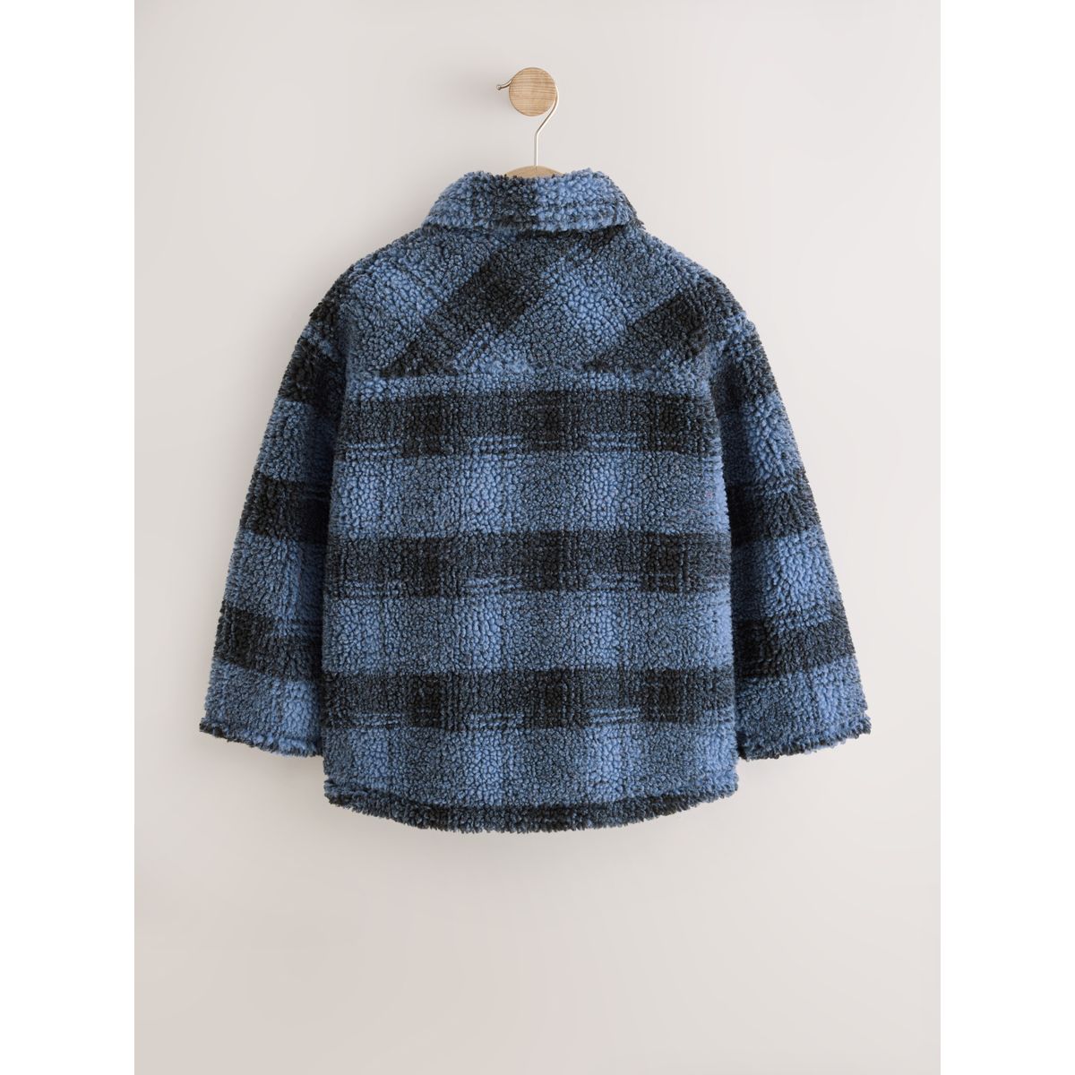 Veste-chemise polaire peau lainée carreaux bleus, NEXT