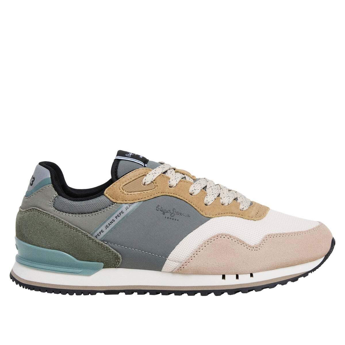 London - Baskets En Cuir Avec Détails En Daim beige clair, PEPE JEANS