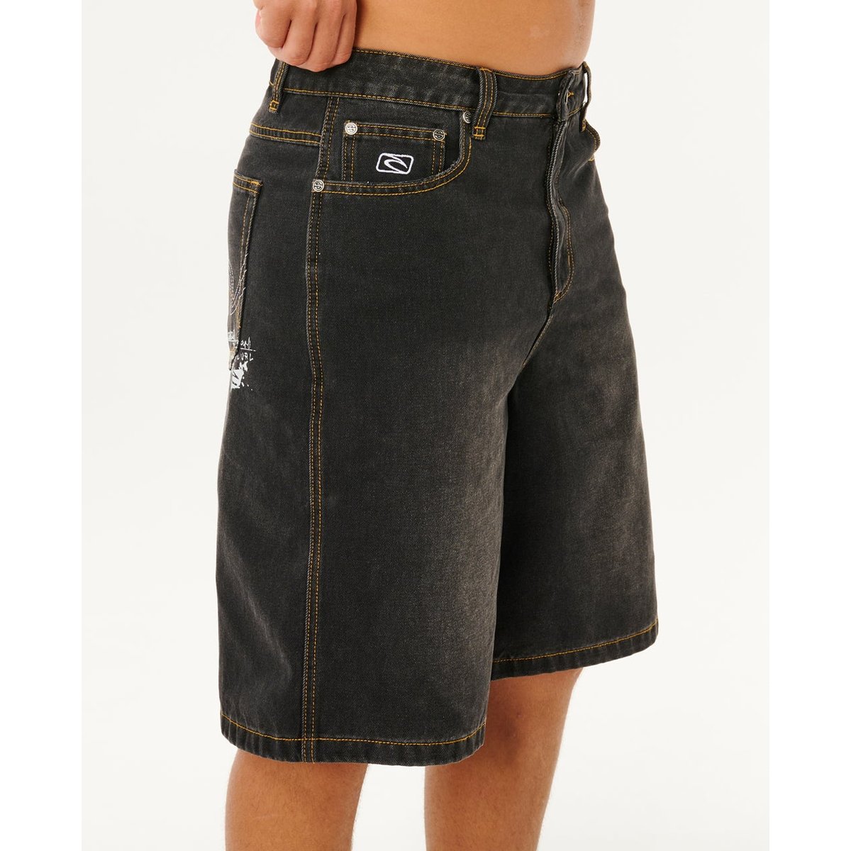 Short en jean Inner VISIONS noir acide foncé, RIP CURL