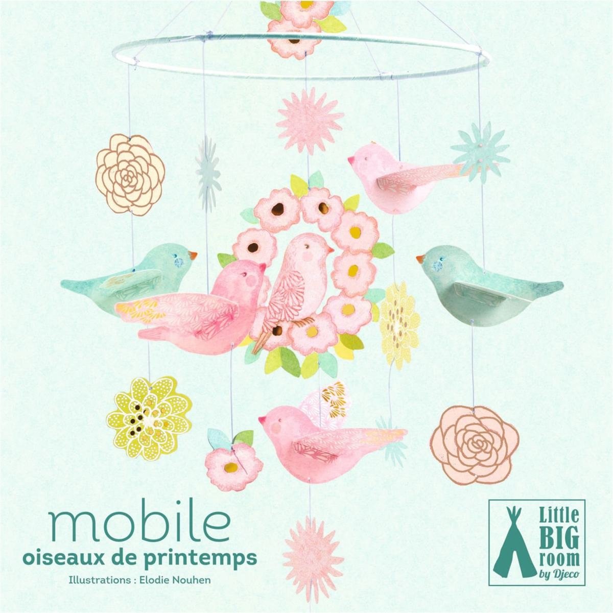 Mobile Oiseaux de printemps Little Big Room couleur unique, DJECO