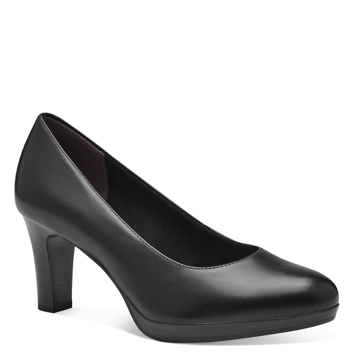 Escarpins en cuir noir, TAMARIS