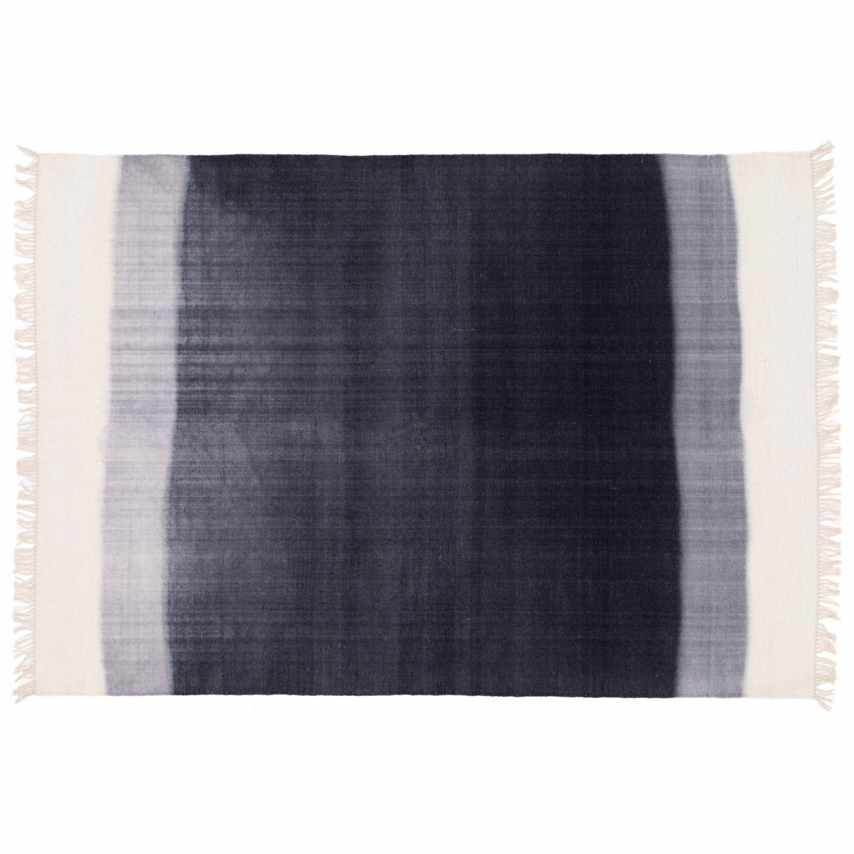 Tapis en laine tissé à plat DUNA bleu, OVIALA