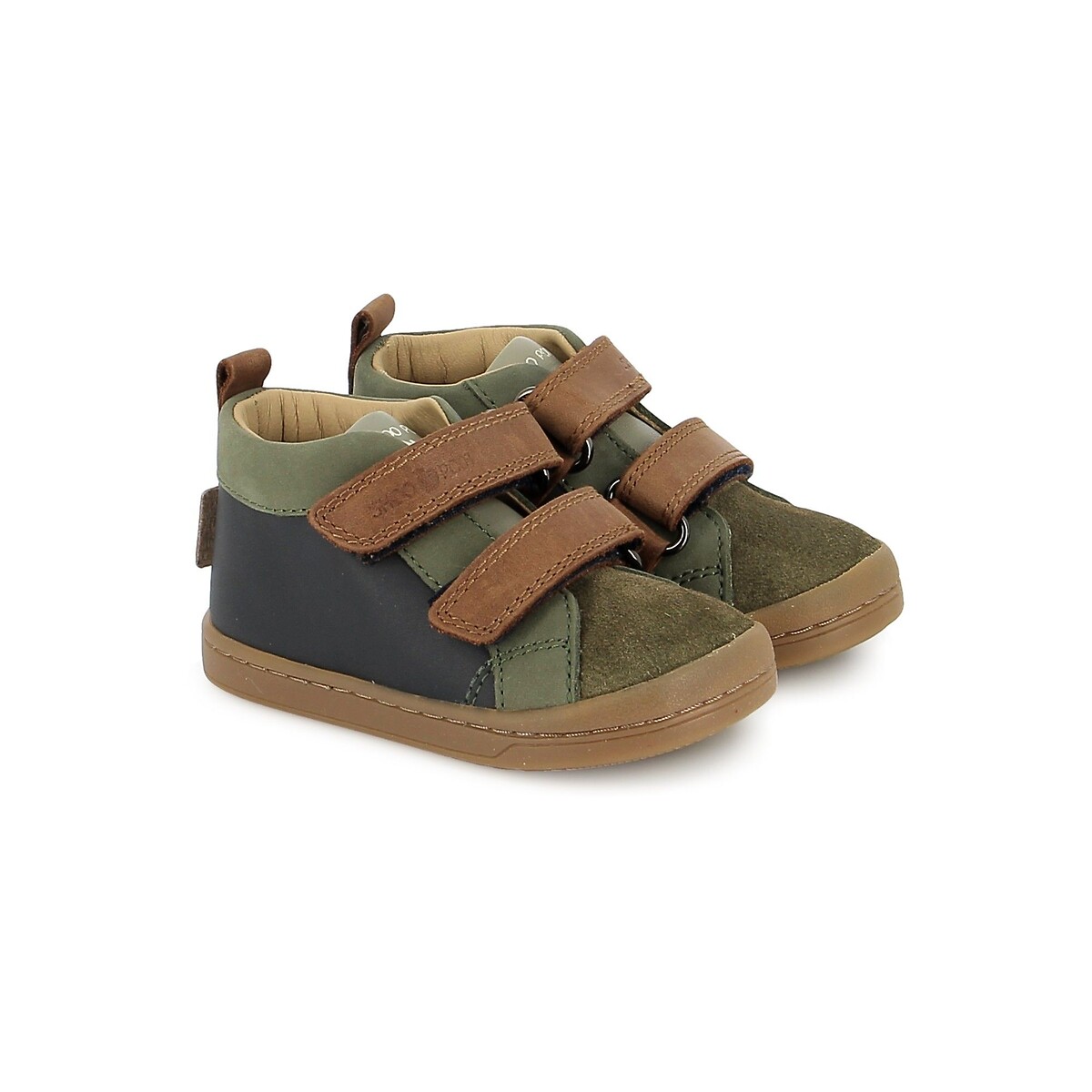 Baskets montantes en cuir, KIKO SCRATCH kaki/bleu marine, SHOO POM