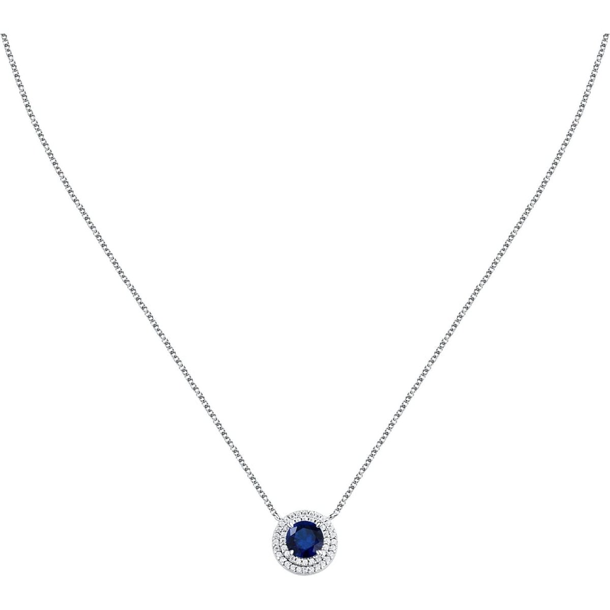 Colliers en Zircon/zircons Cubiques/argent 925/1000 Recyclé et Zircon argent/bleu, MORELLATO