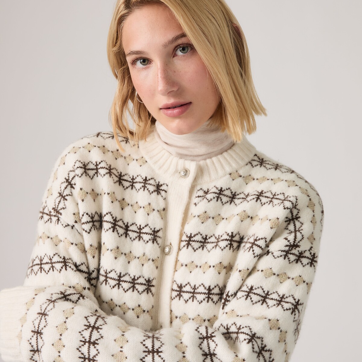 Chaqueta de cuello redondo, CHARLOTTE rayas crudo/marrón, LEVI'S