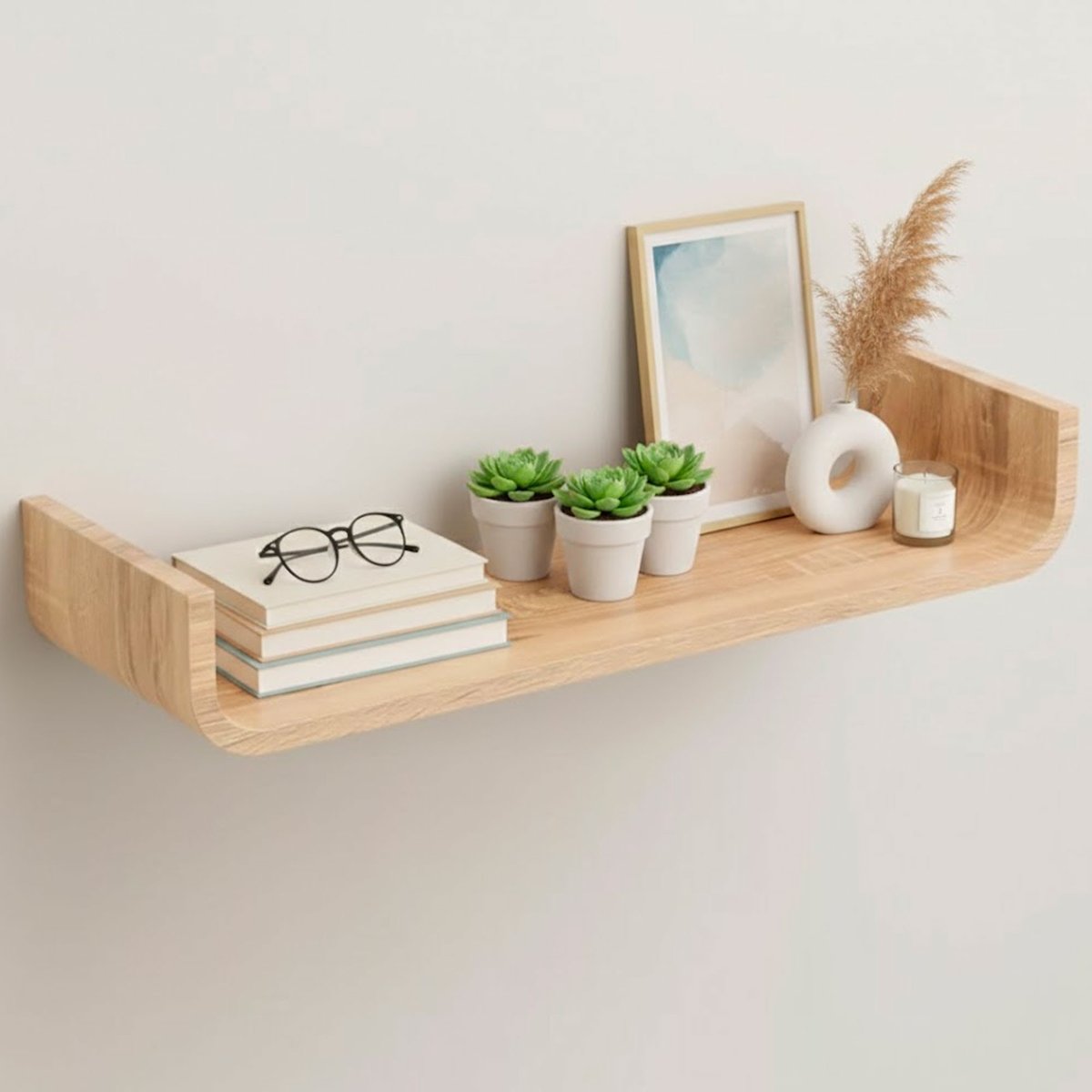 Étagère murale courbée bois 60x20x10cm bois, WADIGA