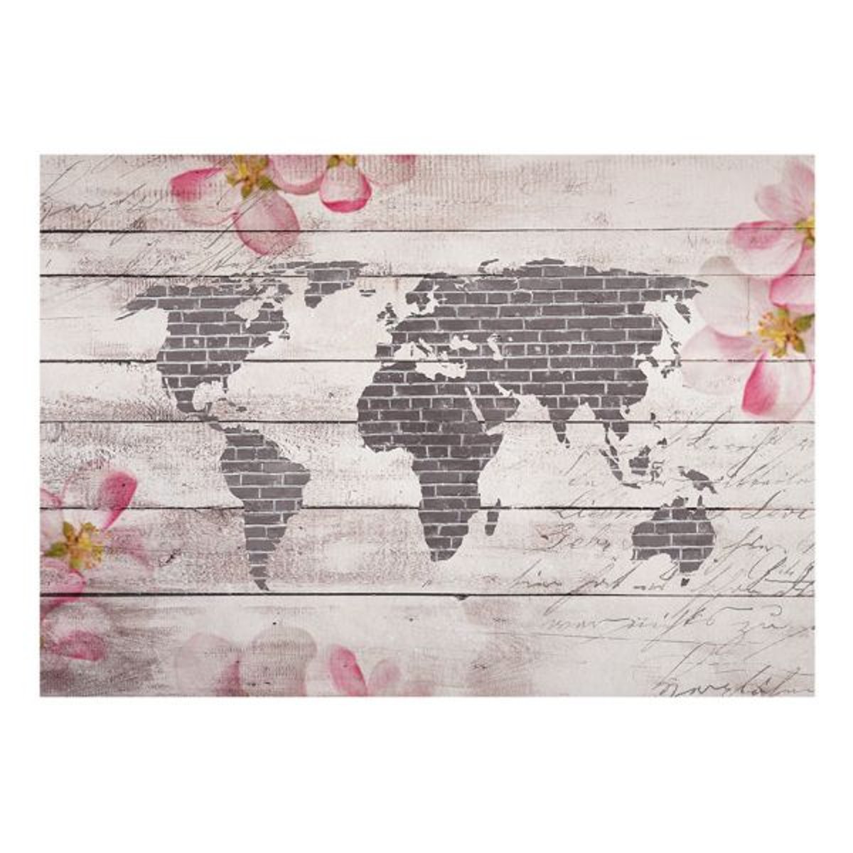 Papier peint intissé panoramique Carte du monde Romantic World gris / argent, EDEN