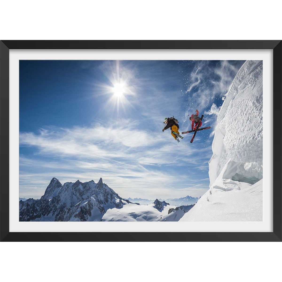 Affiche sport Jumping ski affiche + cadre en bois - noir, HEXOA