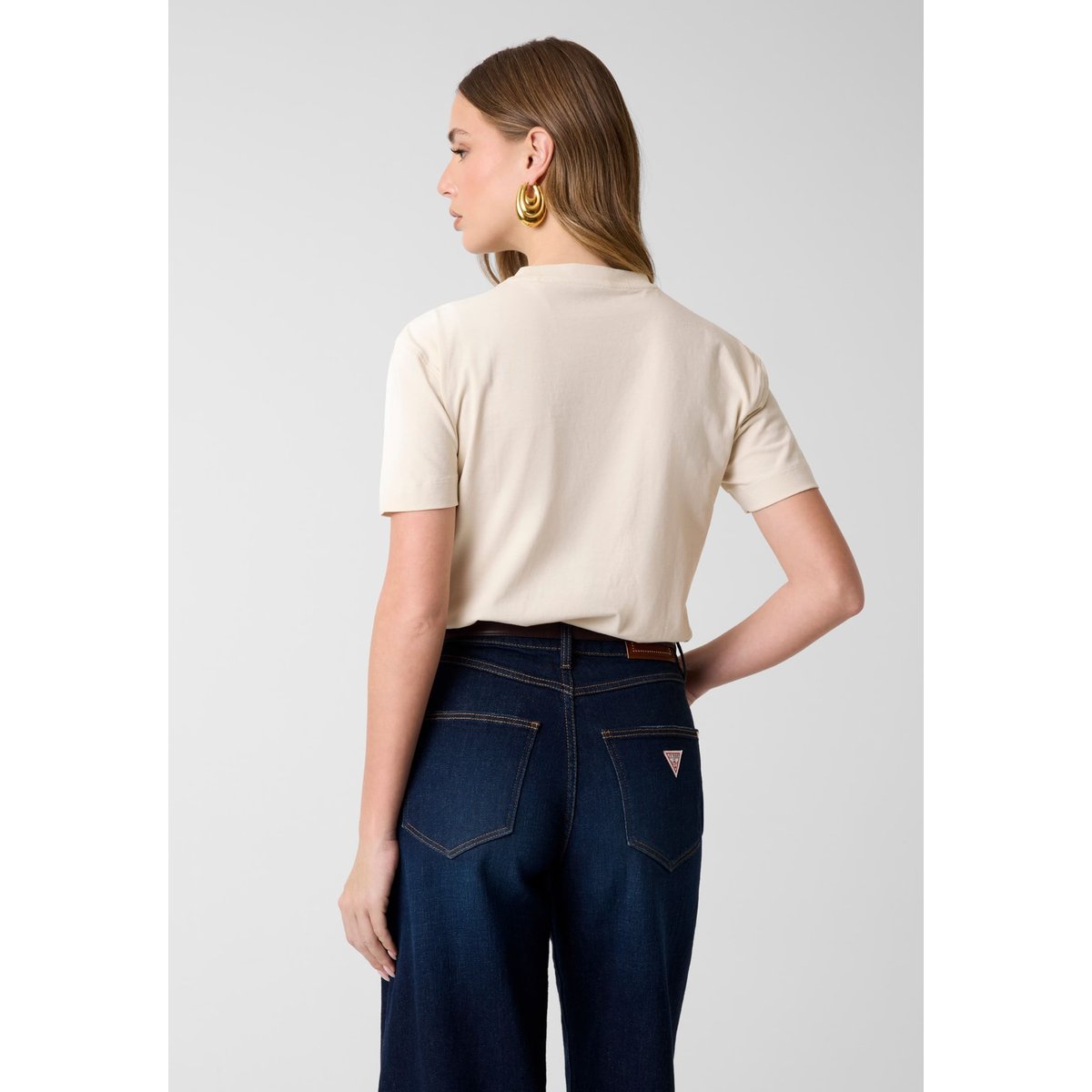 T-Shirt Imprimé beige, GUESS