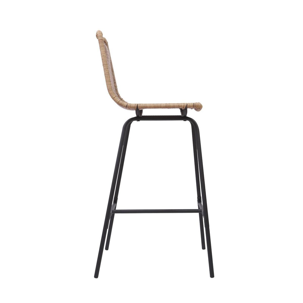 Lot de tabourets de bar et d'ilot en métal avec assise en rotin 65cm KUTA|Lot de 2 | Lot de 2 naturel, MOB IN