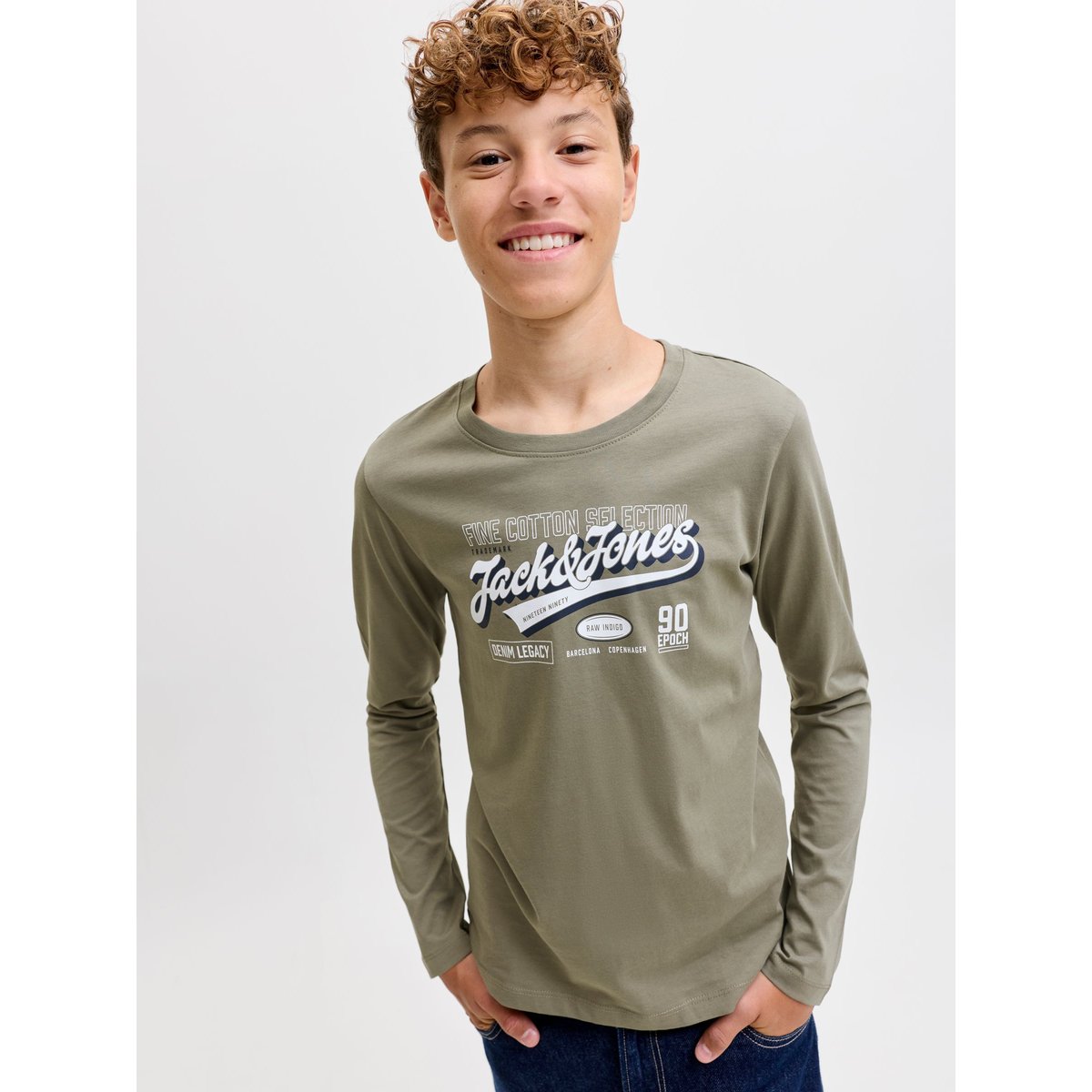 T-Shirt À Manches Longues grise - vetiver 1, JACK & JONES JUNIOR