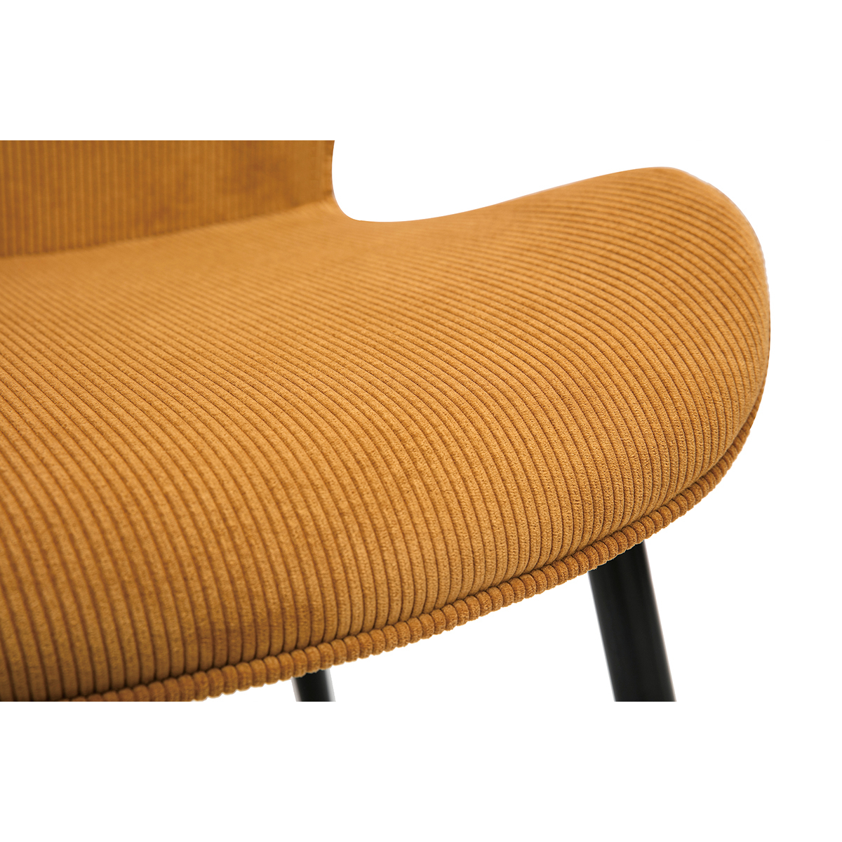 Chaises design en tissu velours côtelé vert kaki et métal noir (lot de 2) ADDICT jaune, MILIBOO