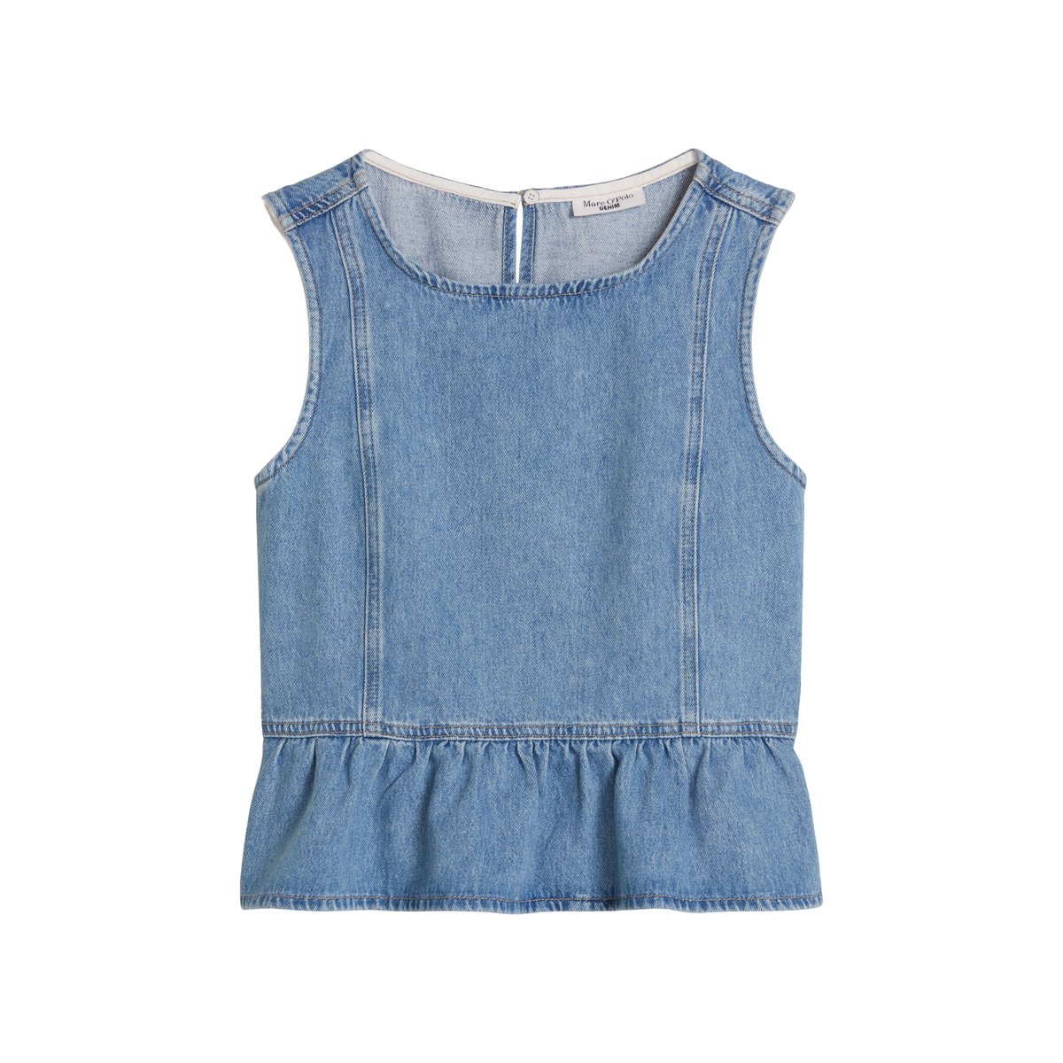 Blouse à volants en jean  Crayfish Capsule en pur coton organique bleu, MARC O’POLO DENIM