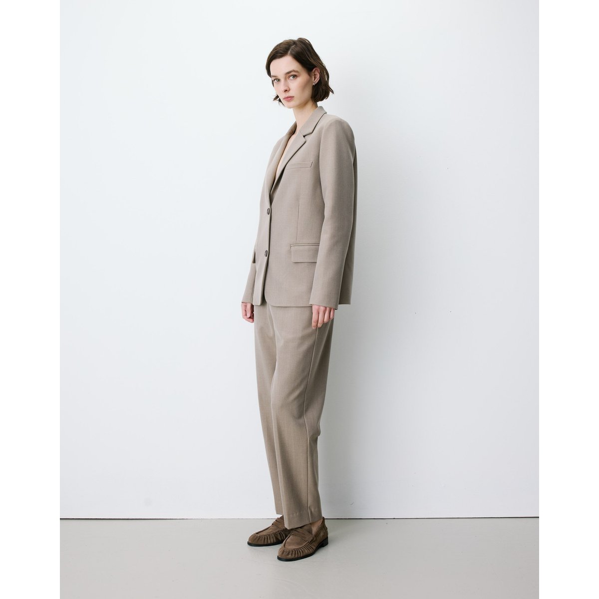 Blazer droit simple boutonnage à poches beige Alarick beige, GRACE AND MILA