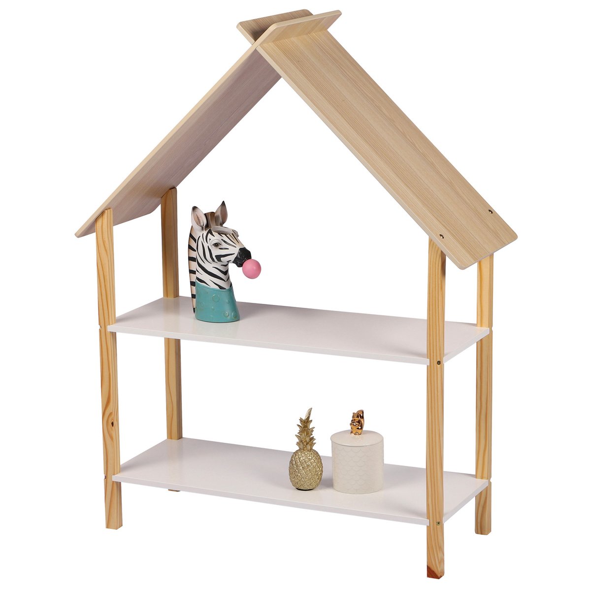 Étagère Bibliothèque Maison Bois et Blanc Chambre Enfant - 78x30x101cm blanc, WADIGA