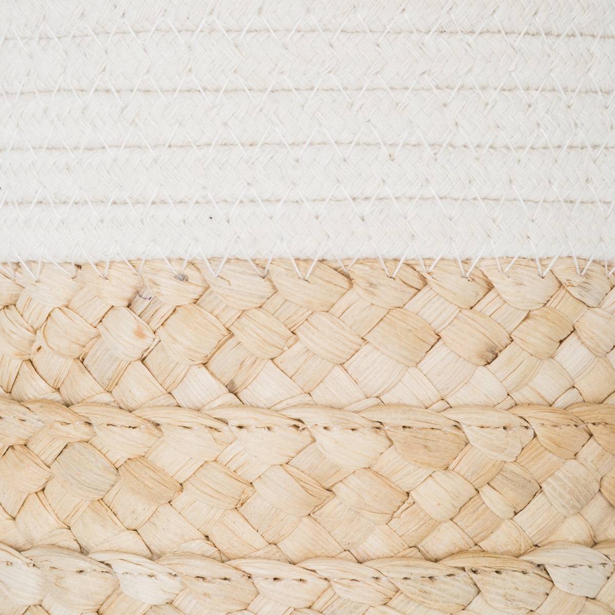 Lot de 4 paniers en fibres de maïs tressées et coton à anses IRVIN blanc, ATMOSPHERA
