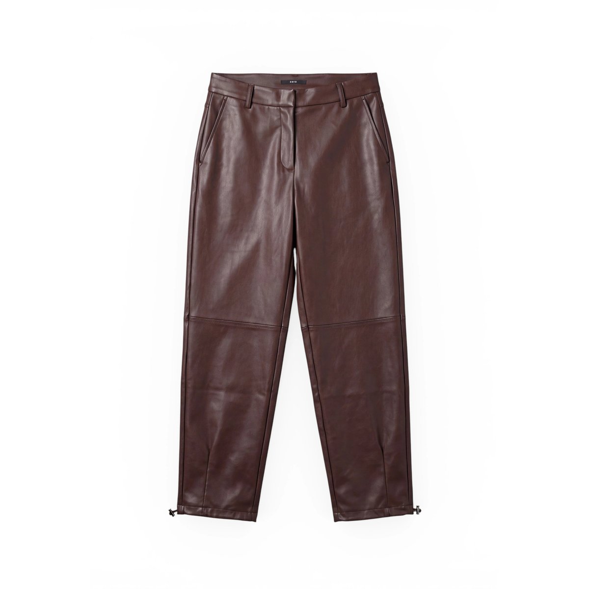 Pantalon en simili cuir à fermeture zippée black coffee, ZERO