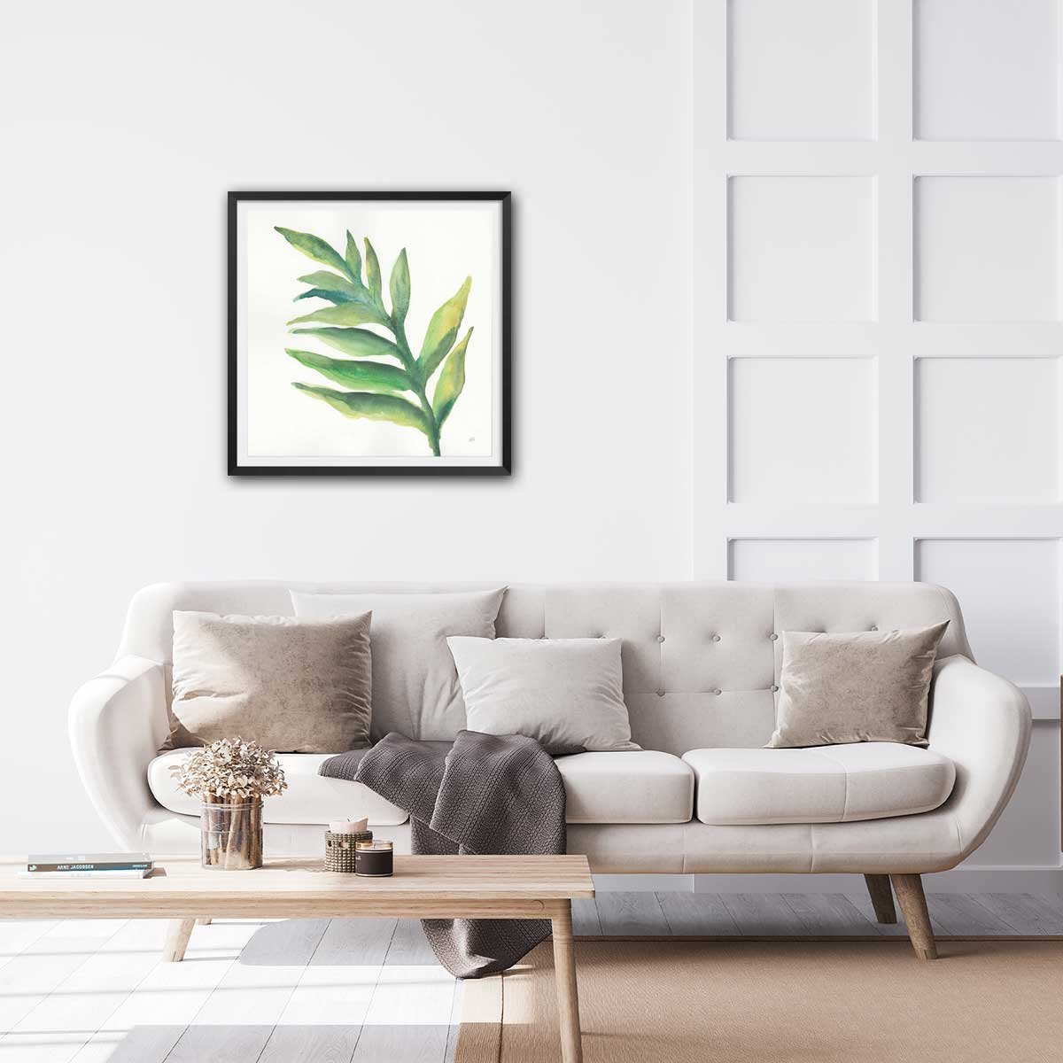Affiche Plante aloe watercolor affiche + cadre en bois - noir, HEXOA