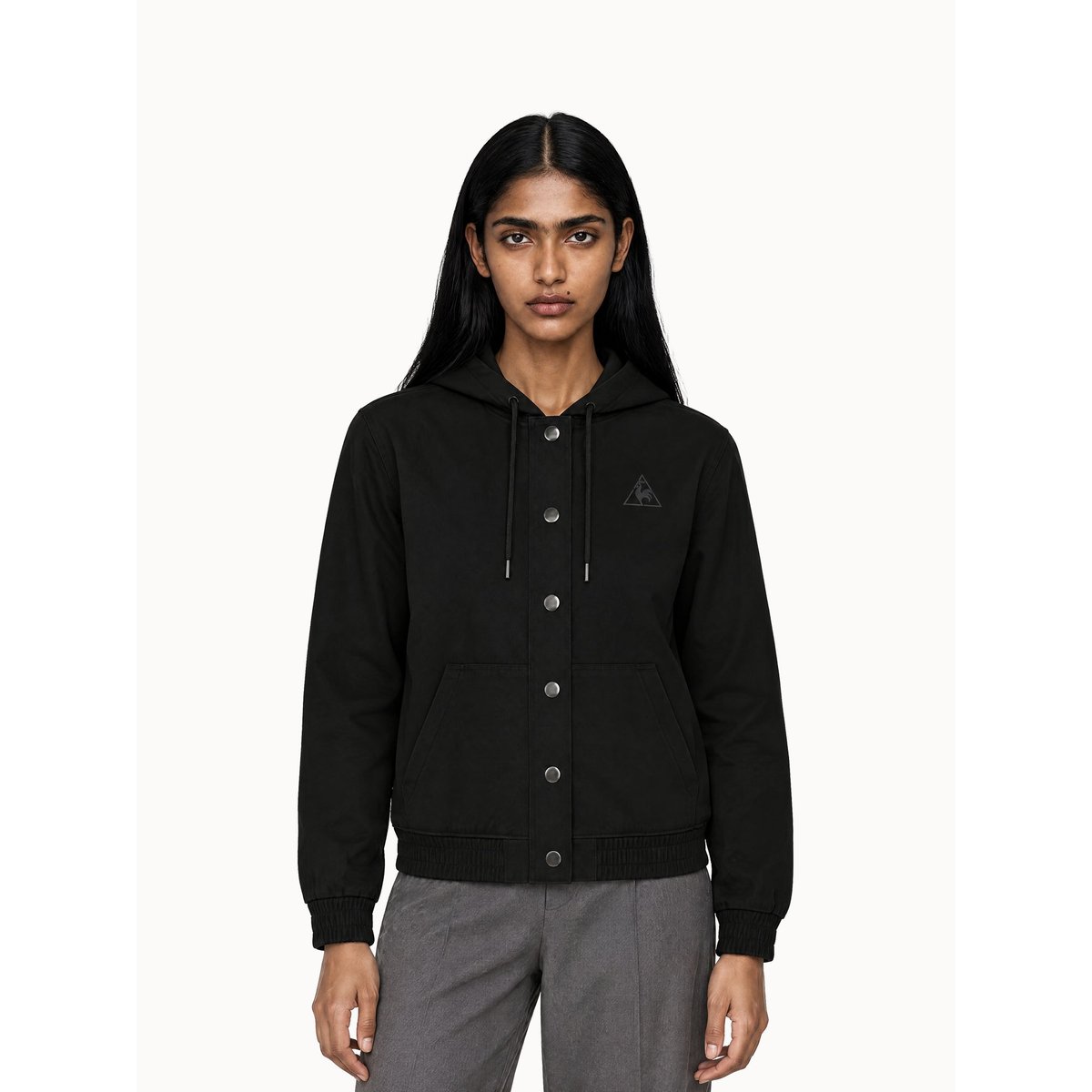 Veste à capuche en sergé de coton Essentiels ton/ton black, LE COQ SPORTIF