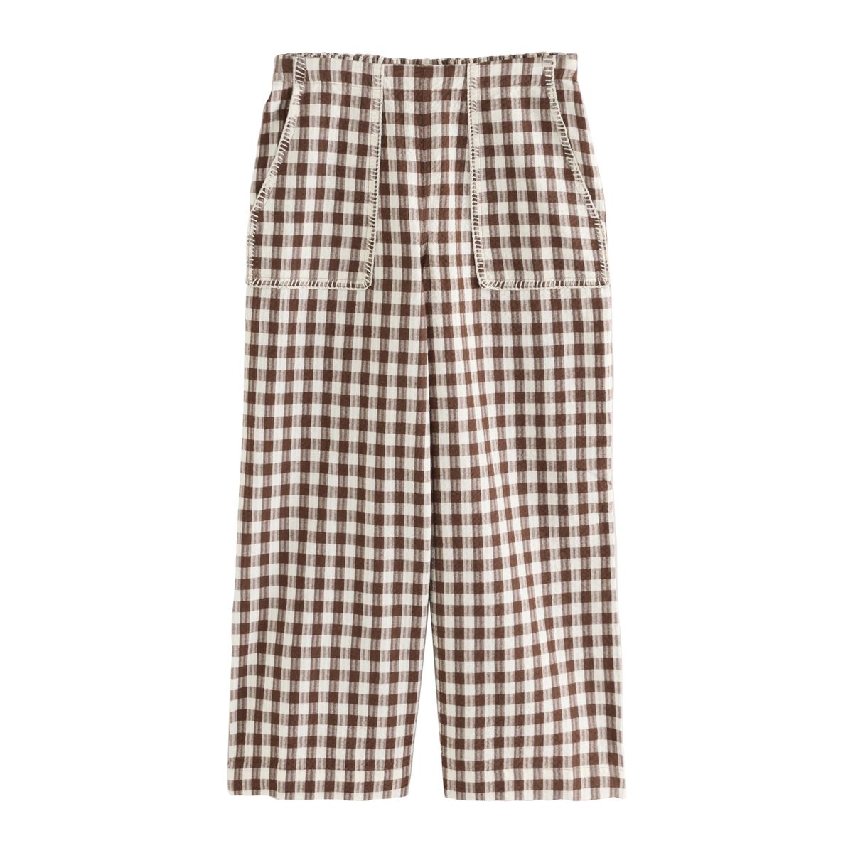 Pantalon droit court avec imprimé homards vichy marron chocolat, NEXT