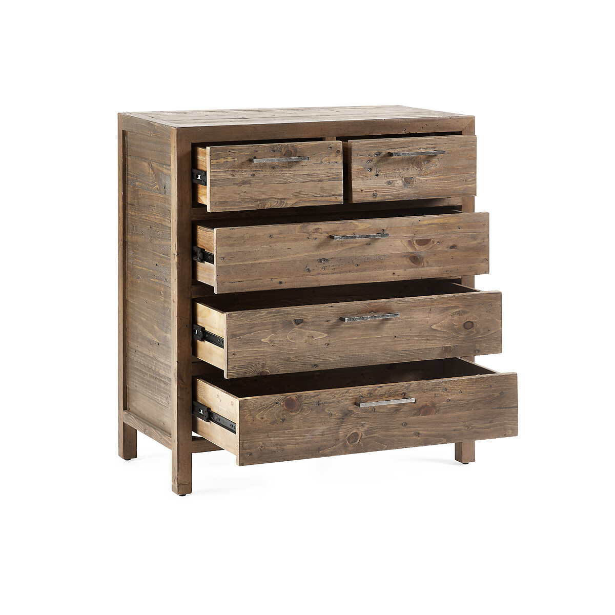 Ember Reclaimed Wood 3+2 Drawer Chest rustic dark wood, SO'HOME