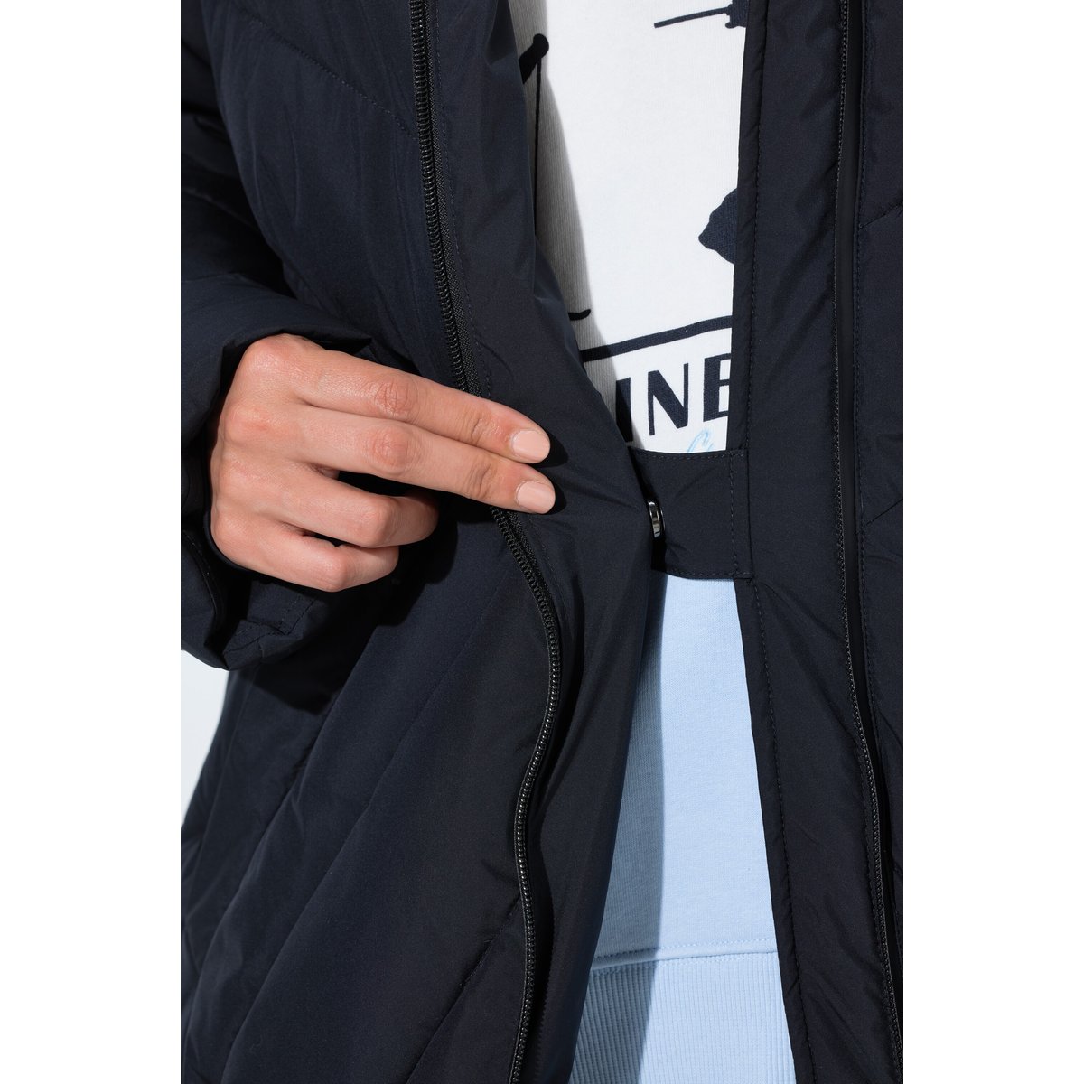 Veste matelassée longue HYPRAR, capuche noir, ULLA POPKEN