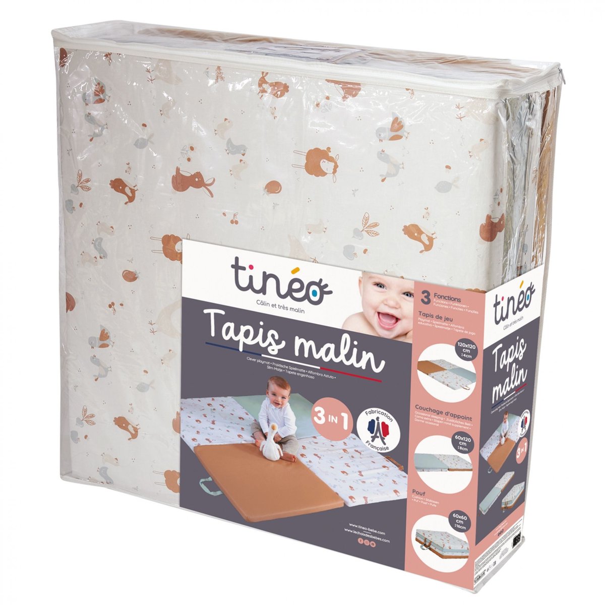 Matelas tapis malin blanc, orange, bleu, TINEO