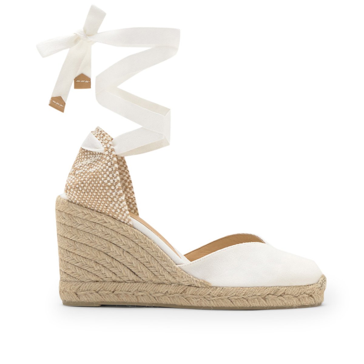 Espadrilles compensées en jute tressée à découpe en V CHIARA PLATFORM blanc, CASTANER